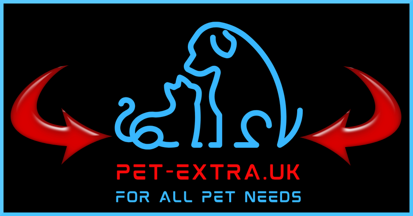 Pet-Extra Logo Page Title Banner - Visitor Site Navigation Information Support Image Sky Blue Red Black 320 x 430