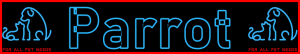 Pet-Extra Parrot Care Blog Post Title - Visitor Navigation Information Support Banner Image Black Blue Red